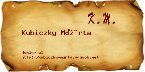Kubiczky Márta névjegykártya